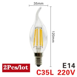 2Pcs E14 LED Bulb E27 220V Filament Light A60 C35 ST64 G80 G95 Edison Glass Bulb Retro Antique Vintage Style Cold White Warm