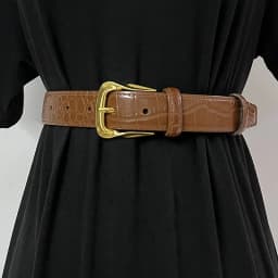 Cowhide Gold-Plated Buckle Belt Original Retro Classic Embossed Ladies Crocodile Belt Versatile Genuine Leather Trend 2.8cm Widt