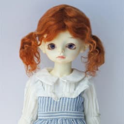 Fjusuns  JD816 Full Sizes  Soft Messy Baby Curly Twins Pony Mohair BJD Doll Wigs