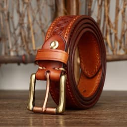 3.3cm Grain Real Genuine Cowskin Soft Cowhide Personality Lucky Totem Vintage Luxury Copper Buckle Jeans Belts For Men