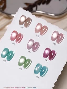 1-12pcs TC Summer Blue Glass Bead Cat Eye Gel Nail Polish Flash White Spar Nude Color Magnet Nail Art Gel Salon Christmas Nails