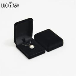 Wholesale Pendant Necklace Chain Storage Package Gift Box Soft Black/Blue/Red Velvet Casket Long Earrings Jewelry Organizer Box