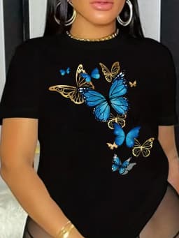 Women's Summer Print Oversized Loose Casual Round Neck Short Sleeved T-Shirt Top Fashion Streetwear Oversized O-Neck