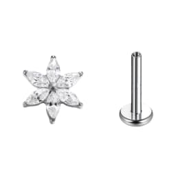 F136 Titanium Six-Petaled Flower Lip Piercing 16G Zirconia Labret Tragus Helix Cartilage Nose Jewelry Earrings
