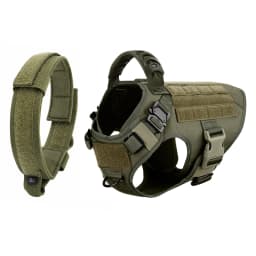 Dog Harness Collar Set Adjustable Tactical Dog Vest Harness And Durable Nylon Dog Collar Combo For Small Medium Large Dogs Outdoor Walking Training