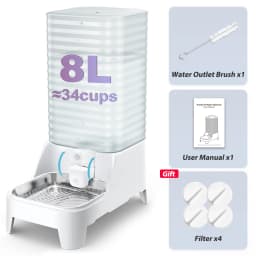 Furpipi 8L Automatic Dog Water Bowl Dispenser Elevating Stainless Steel Pet Waterer with Patented Faucet for Cats And Dogs