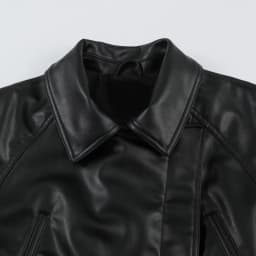 Women Leather Effect Jacket with Belt Lapel Collar Zip Up Long Sleeve Slim Fit Elegant Coat Autumn Winter Outerwear Fashion