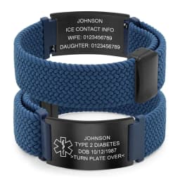 Personalized Medical Alert Bracelet Elastic Nylon Custom Engraved Tag Medical ID Bracelet Adjustable Keepsake Gift for Health