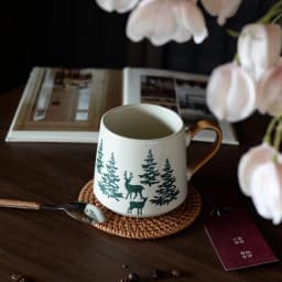 Christmas Tree Ceramic Mug Pine Pattern Coffee Milk Drinking Cup For Home Office Breakfast Daily Beverage Table Party Use