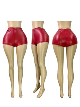 FAGADOER Sexy Leather Patchwork Shorts for Woman Solid Color High Waist Elasticity Shorts Female Streetwear Bottoms 2025 New