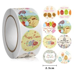 100-500pcs Happy Easter Stickers Cute Rabbit Stickers Gift Sealing Labels Baking Package DIY Wrapping Box Kids Gift Bag Decor