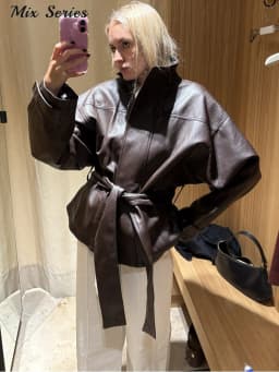 Fashion Solid Faux Leather Jackets Women's Stand Collar Full Sleeves Belted Jacket 2026 Autumn New Lady Casual Streetwear