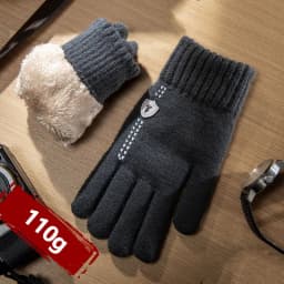 New Men's Warm Gloves for Winter Touch Screen Plus Velvet Thickened Cold-Proof and Warm Wool Knitted Gloves