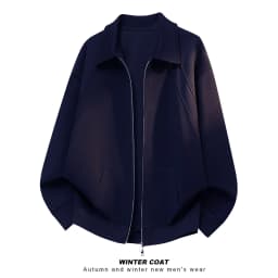 Men's Casual Double Head Zipper Sweatshirt Solid Color Turn-down Collar Loose Fit Autumn 360gsm Comfortable Sweatshirt