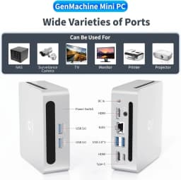 GenMachine AMD Mini PC Aluminum Alloy Ryzen3 5300U 5500U 7530U Ryzen7 5825U 7730U Windows 11 NUC Wifi6 HDMI PC Gamer Computer