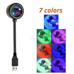 LED Sunset Lamp Nightlight USB Projector Birthday Party Decoration Mood Lights Bedroom Living Room Wall Photography Multipurpose