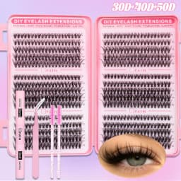 Individual Lash Extensions Kit Wispy Eyelash Clusters Mix Styles Thick D Curl Lashes Clusters DIY Use Reuseable