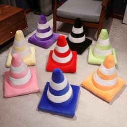 Roadblock Cushion Stuffed Soft Lifelike Plush Traffic Cone Road Construction Cone Pillow Kids Toys Home Decoration