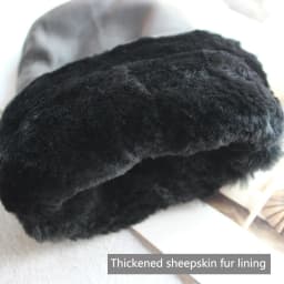 Winter Thickened Warm Deer Skin Mittens for Women's Windproof and Coldproof Sheepskin Fur Lining Driving Leather Gloves