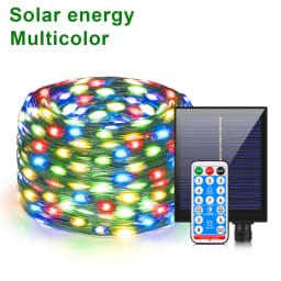 Quick Solar Rechargeable LED Green Wire String Light 110V 220V Waterproof Fairy Lights Outdoor Patio Garden Christmas Decoration