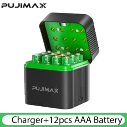PUJIMAX 1.5V AAA 1100mWh Rechargeable Lithium-ion Battery With Smart Battery Charger SET Batteries Individually Available