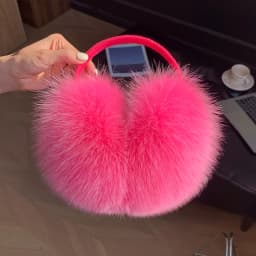 2027 New Winter Natural Real Fox Fur Earmuffs Plush Warm Decorate Women Cute Solid Ear Warmer Headphones Neck Warm Bib Scarf