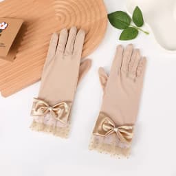 26CM Women Sexy Mesh Thin Bow Gloves Breathable Elasticity Bow Dot Cute Lovely Sweety Banquet Stage Performance Wedding