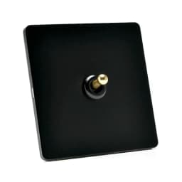 86 Type Retro Switch 1-4 Gang 2 Way Wall Light Brass Lever Toggle Switch Black Matte Stainless Steel Panel EU FR Power Outlet