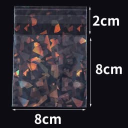 50pcs Holographic Laser Self Adhesive Bag Transparent Laser Fragment Plastic Pouch for Flash Badge Package Bag Card Sleeves