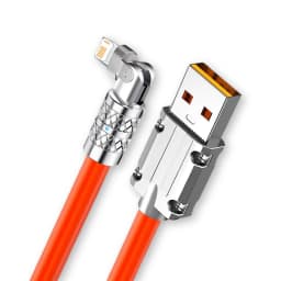 180 Degree Rotation USB Fast Charge Cable For iPhone X XR XS 11 12 13 14 Pro Max 8 Plus Phone Gaming Quick Charging Elbow Cables