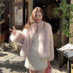 Women Faux Fox Fur Coats Solid Fur Jackets Cotton Linen Haf High Collar Long Sleeves Open Stitch Loose Casual 2026 Autumn Winter