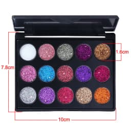 CmaaDu 15 Colors Gold Scallion Powder Diamond Glitter Eyeshadow Tray Shimmering Dazzling Universal Waterproof Easy to Color