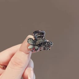 Black Bowknot Hair Claw Clip Sparkly Rhinestone Mini Simple Hairpin for Women Girls Elegant Snap Clip for Bangs Hair Holder