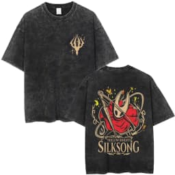 Washed Vintage Game Hollow Knight Double Sided Print T-shirt Men Women Fashion Casual T-shirts Oversized Short Sleeve T Shirts