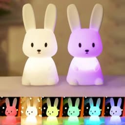 GGbingo Silicone Rabbit LED Night Light with Touch Sensor Cute Animal Table Lamp for Bedroom Decor Gift for Kids Baby Child Home