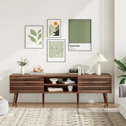Farini Mid Century Modern TV Stand for TVs Up to 70", Wood Media Console with Storage & Cable Management for Living Room