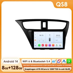 Hizpo Wireless CarPlay Android Auto Car Radio for Honda Civic 9 2012 - 2017 GPS Smart Systems Autoradio Octa Core 6115 GPS Navi