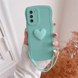 S 24 23 22 21 Love Heart Wavy Silicone Case For Samsung Galaxy S23 S21 S20 Fe S24 S22 Plus Ultra S10 S9 Lanyard Cover Note 20 10