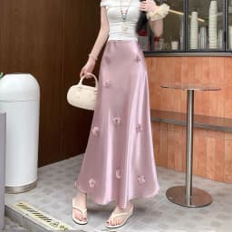 2025 Summer New: French Style 3D Flower High Waist Figure-Flattering Mermaid Tail Midi Skirt