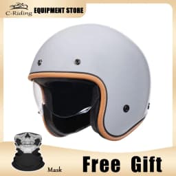 Jet Helmet DOT Open Face Helmet for Men Women Retro 3/4 Motorcycle Helmets Vintage Cafe Racer Half Face Helmet Capacete De Moto