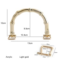 2/6/14PCS Black,light gold Acrylic Bamboo Handles With Lock U Shape Bag Strap For Replacement Handbag Shoulder Gift Accessories