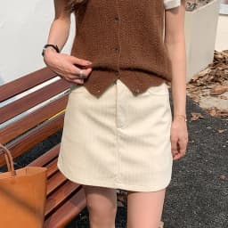 Women's High-Waist A-Line Short Skirt Spring Autumn Retro Brown Corduroy Skirts Woman Solid Color Straight Leg Pencil Skirt Mini