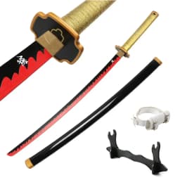 Anime Katana 104cm Giyuu Blue Role-playing Weapons Props with Sword Holder and Belt 1: 1 Replica Japanese Samurai Sword