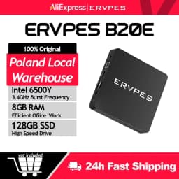 ERVPES MinI PC B20E Windows 11 8GB RAM 128GB SSD Intel 6500Y HDMI/VGA WIFI5 BT 5.0 USB Compact Desktop for Work/Home