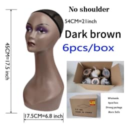 Half Shoulder Dummy Head 6Pcs/Box Fiber Glass Mannequin Head With Bottom Cover Wig Display Stand Female Mannequin Head For Wig