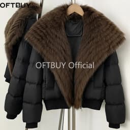 OFTBUY New Winter Clothing Female Duck Down Jacket Women Natural Fur Coat Short Warm Fashion Casual Fur Collar Puffer Outerwear