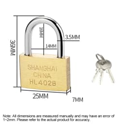 Copper Padlock Small Locks for Luggage Case Locker Home Improvement Hardware 20mm 25mm 30mm 40mm 50mm Include 3Keys