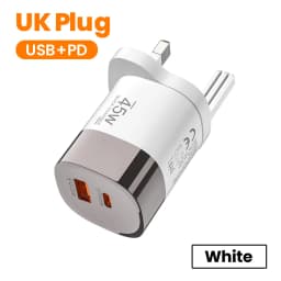 PD45W USB Type C Phone Fast Charger QC3.0 Super Fast Charging EU/UK/US Plug Adapter For IPhone15/16/17 Samsung Huawei Xiaomi