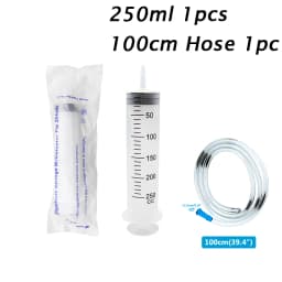 Pet Feeding Large Capacity Syringes 100ML-550ML With 1M Hose Plastic Injector Reusable Pump Nutrient Syringe Measuring Washable