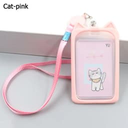 1Pc Cartoon Cat Card Holder Candy Color ID Card Sleeve Retractable Reel Lanyard Identity Credit Cover Case Bank Bus Card Case